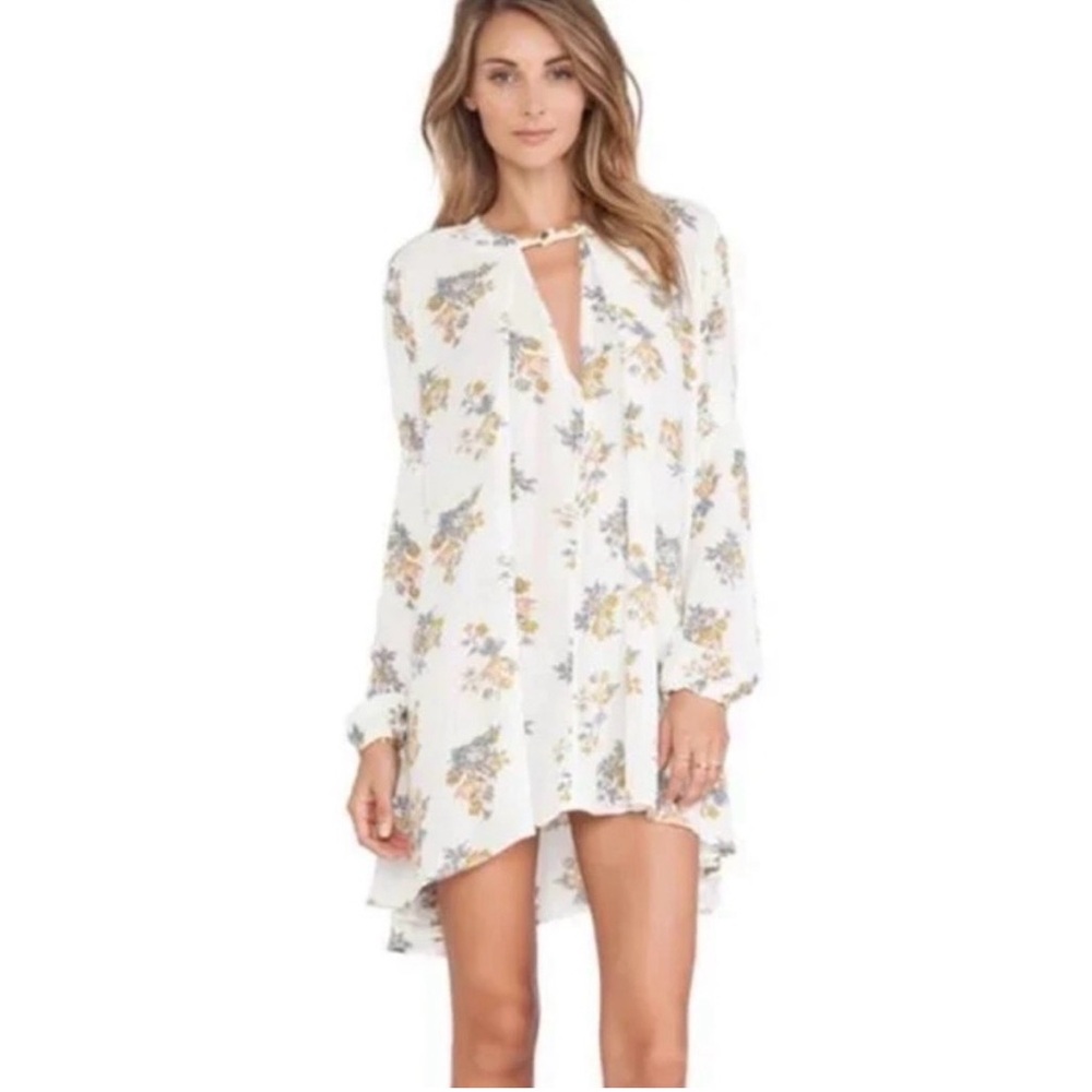 Free People Retro Tree Swing Tunic Dress White Gardenia